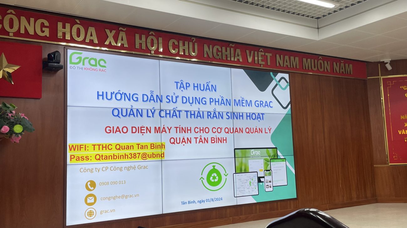 tập huấn hướng dẫn sử dụng phần mềm Grac quản lý chất thải rắn sinh hoạt giao diện máy tính cho cơ quan quản Quận Tân Bình.