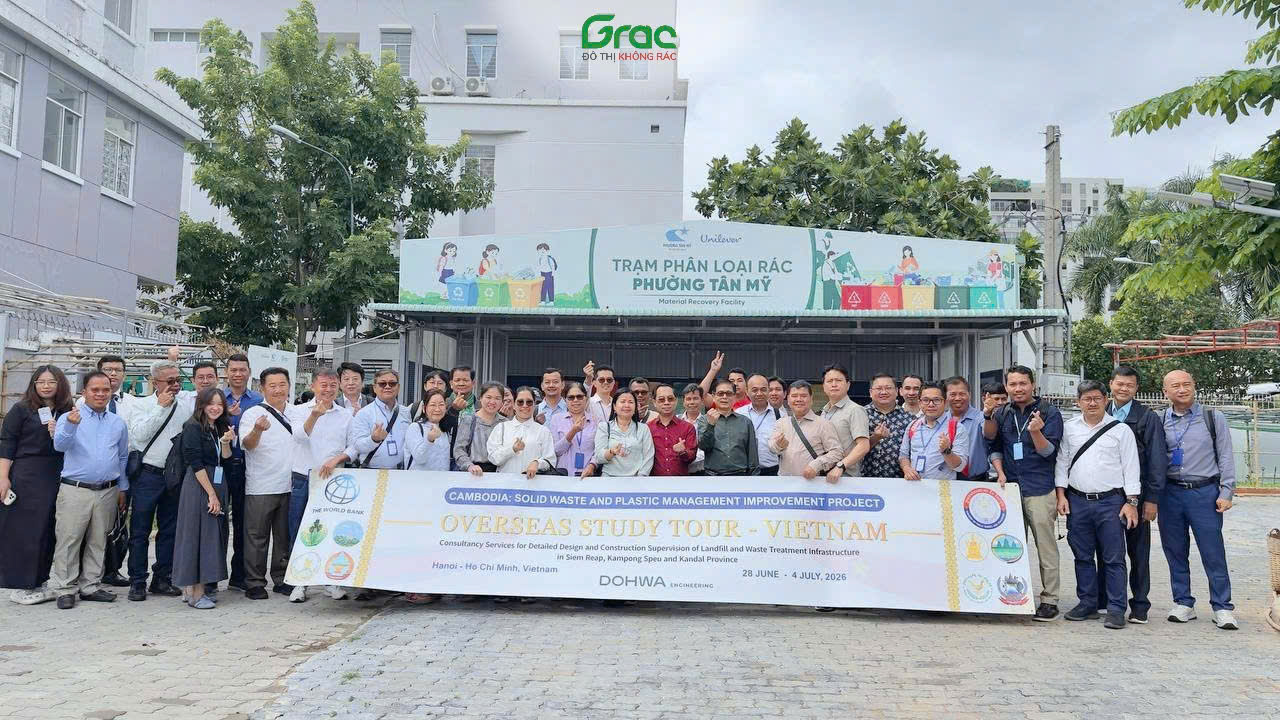 GRAC giới thiệu mô hình Trạm MRF và giải pháp quản lý chất thải số tới đoàn công tác quốc tế